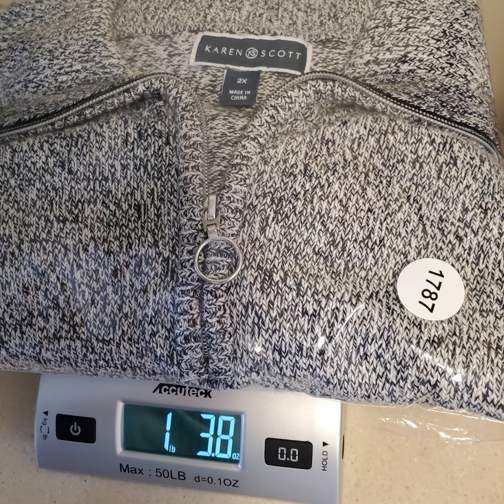 Karen Scott Sweater Womens 2X Pullover 1/4 Zip‎ Gray White Warm Layer Warm XXL - Picture 13 of 13